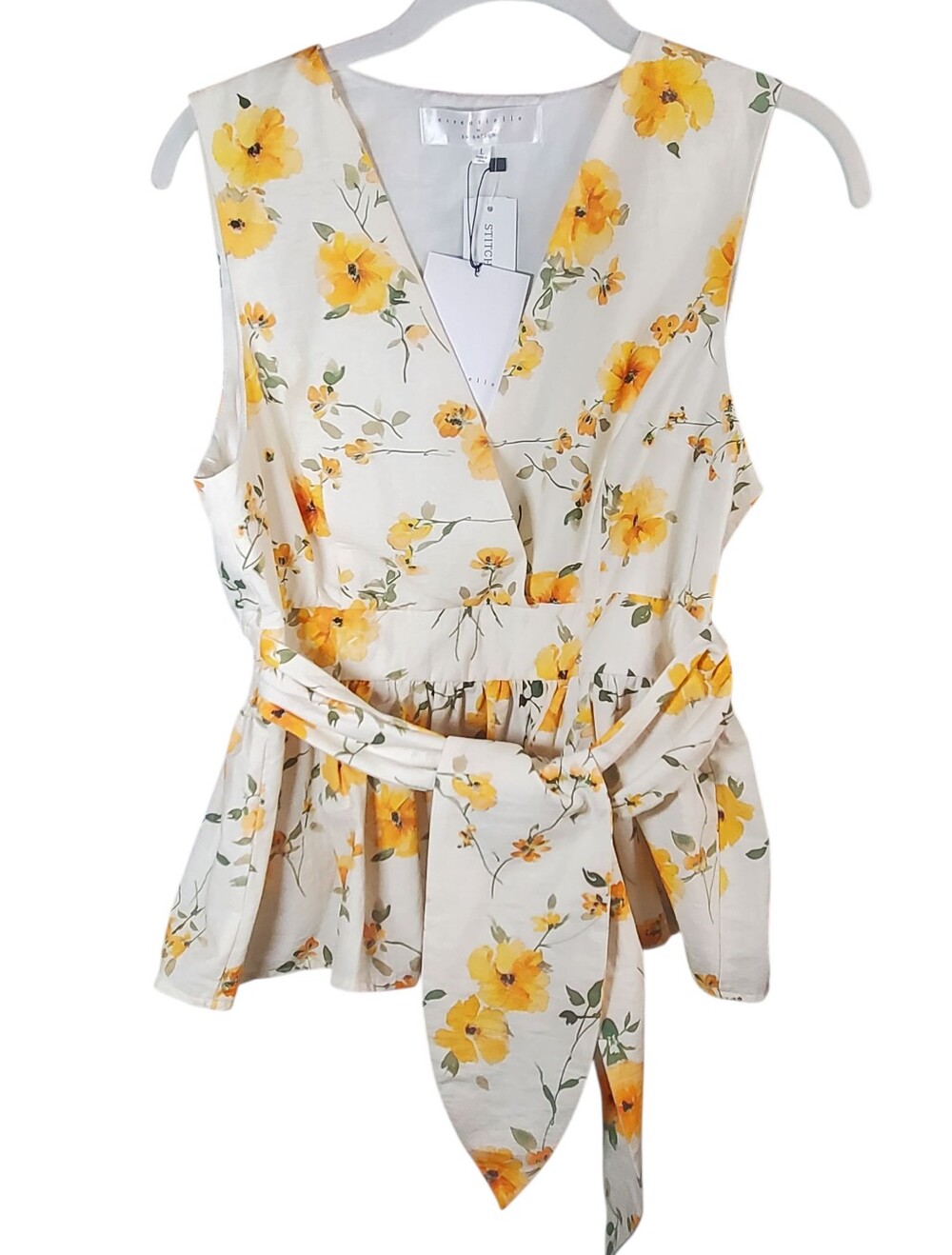 Essentielle En Saison Pia Floral Sleeveless Peplum Top  Soft Girl Boho L